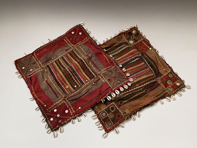 Lot 382 - Two Indian hand-made cushion covers, with...