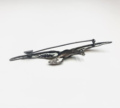 Lot 670 - A French silver and enamel seagull brooch with...