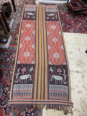 Lot 218 - A warp Ikat cotton weaving, Sumatra, Indonesia,...