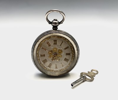 Lot 824 - A Victorian silver cased keywind fob watch,...