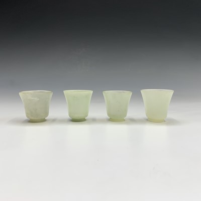 Lot 221 - Four Chinese jade wine cups, largest height...