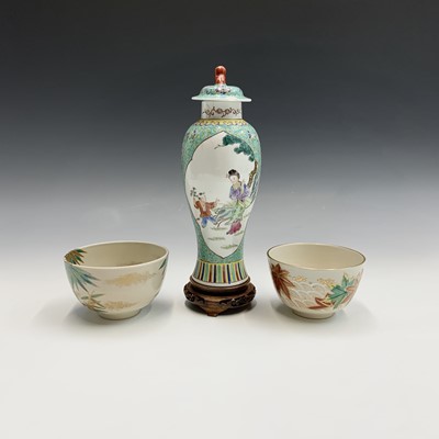 Lot 243 - A Chinese famille rose vase, cover and stand,...