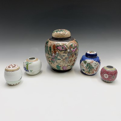 Lot 245 - A Chinese famille verte powder blue ginger jar,...