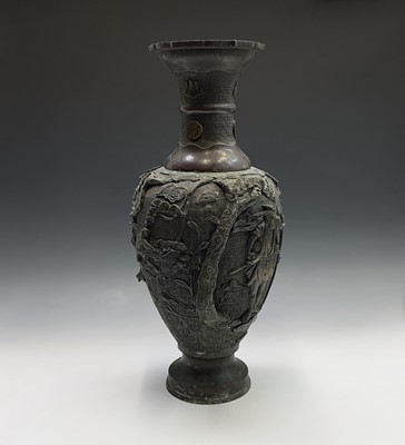 Lot 255 - A large Japanese bronze vase, Meiji Period,...