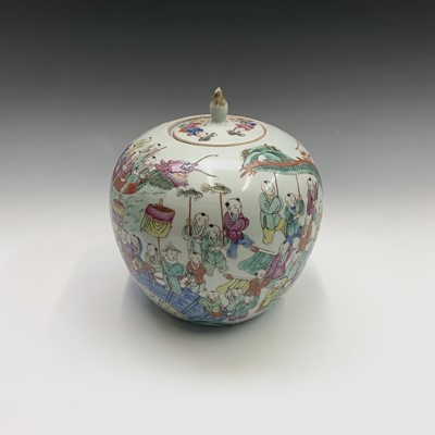 Lot 270 - A Chinese famille rose porcelain jar and cover,...