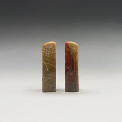 Lot 278 - A pair of Chinese carved soapstone seals, of...
