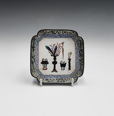 Lot 37 - A Chinese Canton enamel tray, 18th century,...