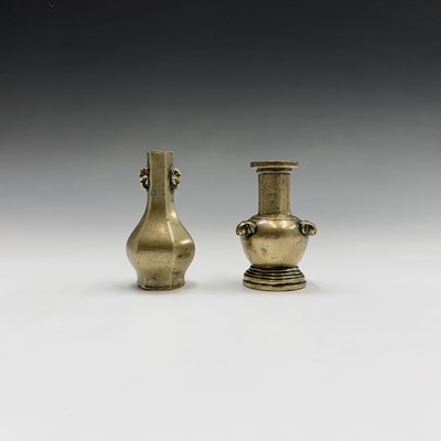 Lot 297 - Two miniature Chinese bronze vases, 19th...