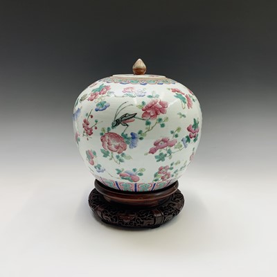 Lot 301 - A Chinese famille rose porcelain jar and cover,...