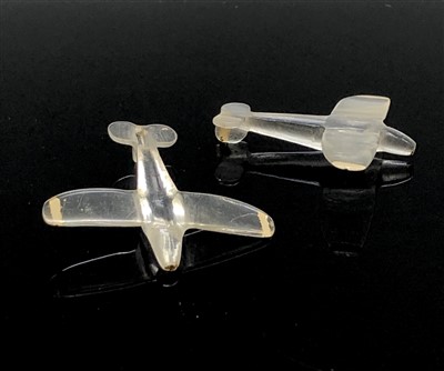 Lot 2523 - Two miniature model Spitfires made from perspex.