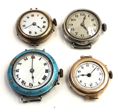 Lot 2526 - Two ladies gold cased wristwatches, enamelled...