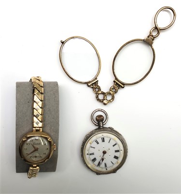 Lot 2533 - A 9ct gold cased ladies wristwatch, a silver...