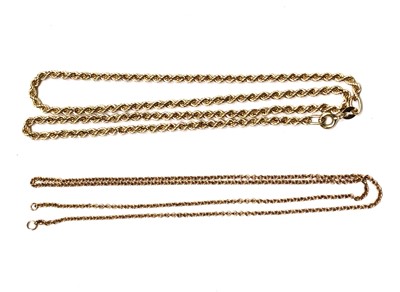 Lot 2538 - Two 9ct gold chains, 5.5g.