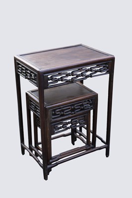 Lot 330 - A Chinese nest of three tables, late 19th...