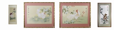 Lot 334 - A Chinese silk embroidered picture, frame size...