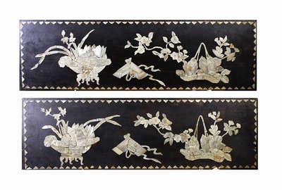Lot 337 - A pair of Chinese black lacquer and mother of...