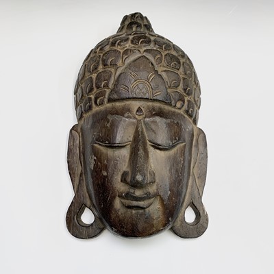Lot 346 - A Balinese carved wood mask, 19th century, 36...