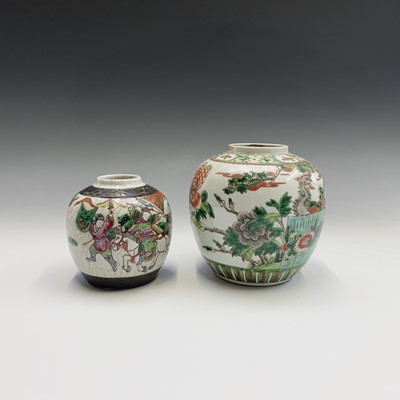 Lot 343 - A Chinese famille verte ginger jar, late 19th...
