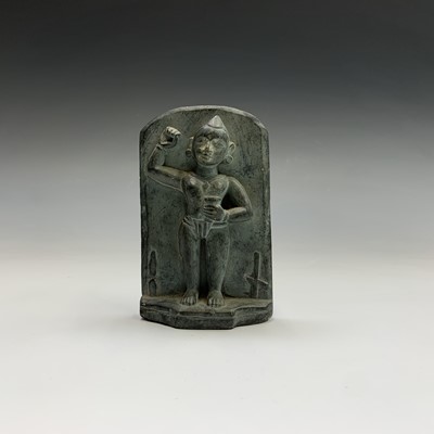 Lot 430 - An early Indian carved black stone stele, 14.4...