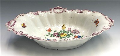Lot 986 - A Plymouth porcelain oval dish with rococo...