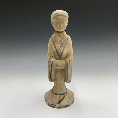 Lot 350 - A Tang style hand maiden funeral figure,...