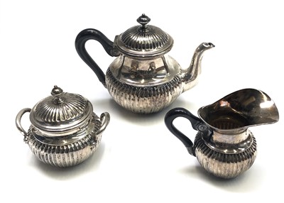 Lot 2176 - A German fluted bachelors three piece tea...