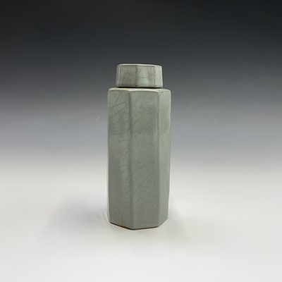 Lot 975 - A studio pottery octagonal celadon glaze jar...