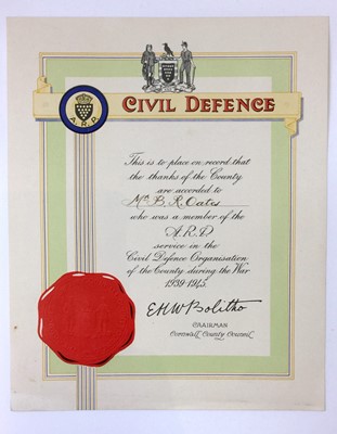 Lot 201 - Military Second World War Cornwall Interest....