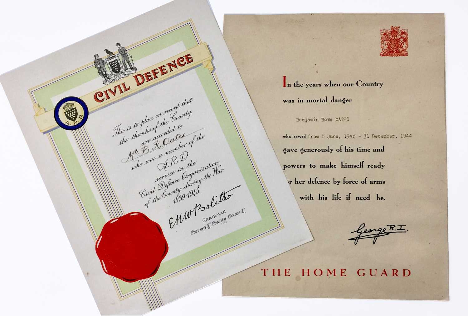 Lot 201 - Military Second World War Cornwall Interest....