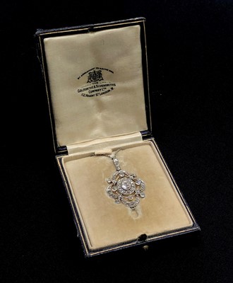 Lot 2775 - A choice Belle Epoque diamond pendant set in...