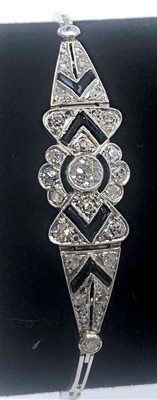 Lot 2820 - An exquisite Art Deco platinum bracelet given...
