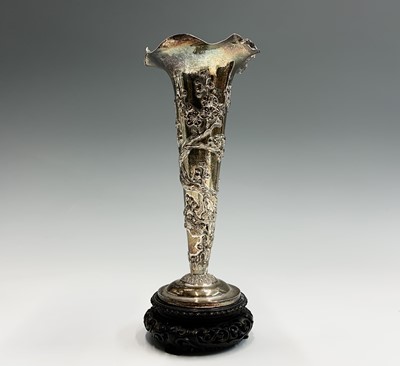 Lot 31 - A Chinese silver spill vase, with a flared rim,...