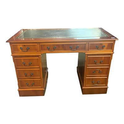 Lot 3324 - A reproduction pedestal desk, with an inset...
