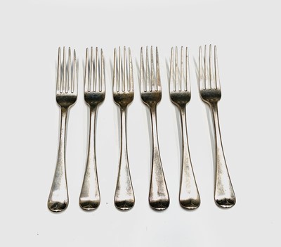 Lot 91 - A set of six George IV tableforks in Old...
