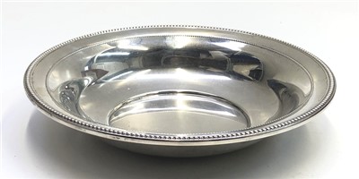 Lot 2050 - A silver bowl with beaded rim, 7.8oz, diameter...