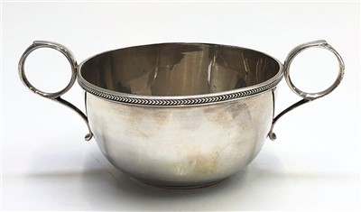 Lot 2061 - A silver Walker & Hall twin handled bowl,...