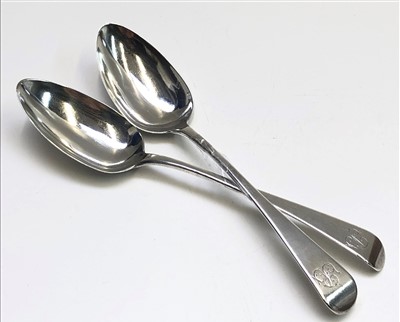 Lot 2065 - A pair of Georgian silver serving spoons by...
