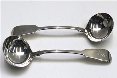 Lot 2075 - A pair of George IV silver fiddle pattern...