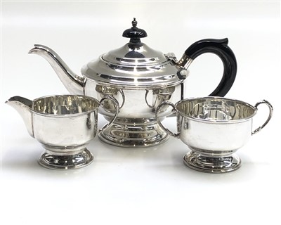 Lot 2076 - A silver three piece bachelors tea service by...