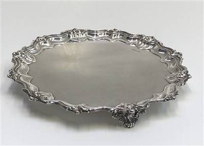 Lot 2078 - A Walker & Hall silver salver with raised...