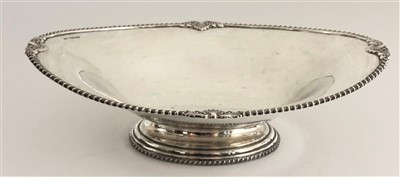 Lot 2081 - A footed oval silver fruit bowl with scrolling...