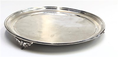 Lot 2082 - A Victorian silver salver on three acanthus...