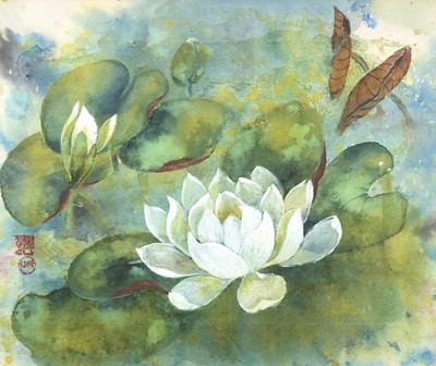 Lot 819 - Sheena DAVIS Summer Pond Chinese ink and...