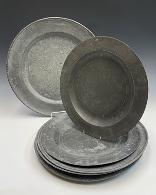 Lot 49 - A large 19th century pewter charger,...