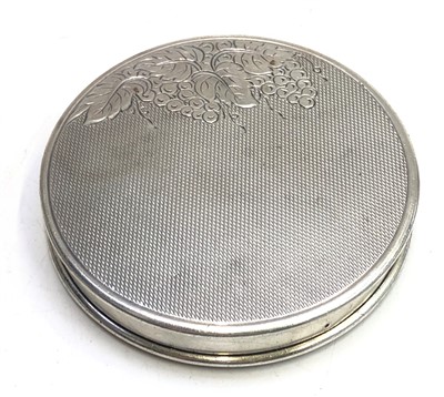 Lot 2093 - A silver engraved and engine turned powder...
