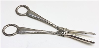 Lot 2095 - A pair of Victorian silver grape scissors with...