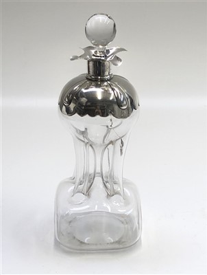 Lot 2101 - An Edwardian silver mounted 'glug glug'...