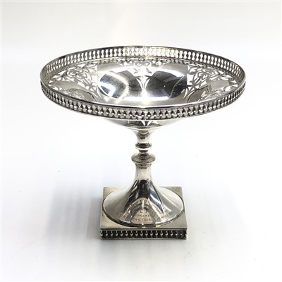 Lot 2105 - A pierced silver pedestal bon-bon dish with...