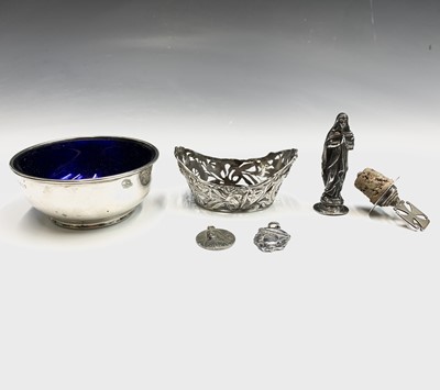 Lot 30 - A Dutch silver small basket, a silver Virgin...