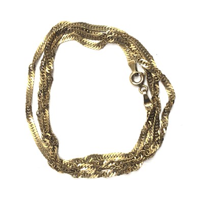 Lot 2459 - A 9ct gold spiral flat link necklace 4.1g.